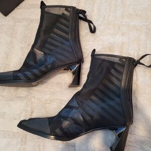 United Nude Black Printed Mesh Molten Calli Mid Booties - Size 39
